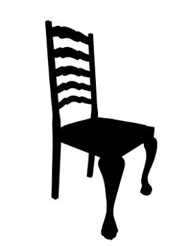 Antique dining table chair silhouette isolation Stock Illustration