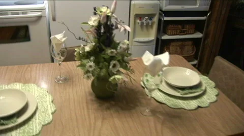 Antique dining table setup Stock Footage 567201