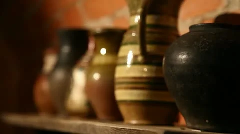 Antique dishes Stock Footage