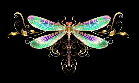 Antique dragonfly Illustrazione stock
