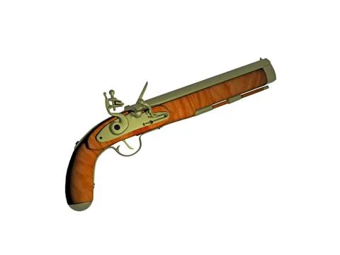 Antique dueling pistol as a muzzle loading Stock Illustration