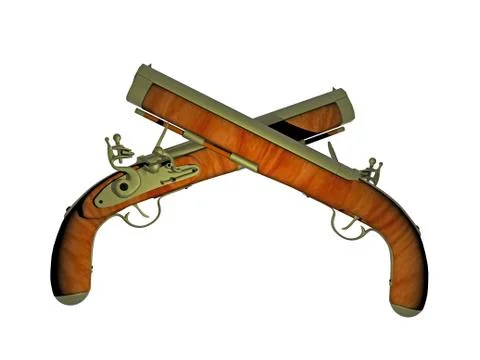 Antique dueling pistol as a muzzle loading Stock Illustration