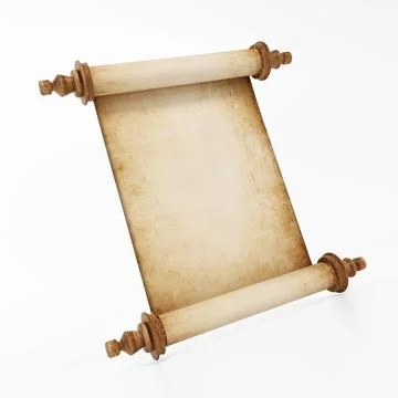 Antique empty parchment isolated on white background. 3D illustration Stock Illustration