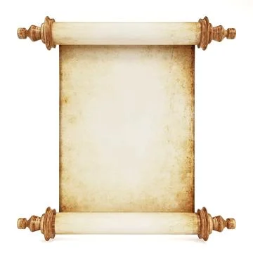 Antique empty parchment isolated on white background. 3D illustration Stock Illustration