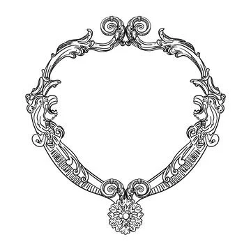 Antique engraving baroque frame isolated vector illustration Stock Illustration