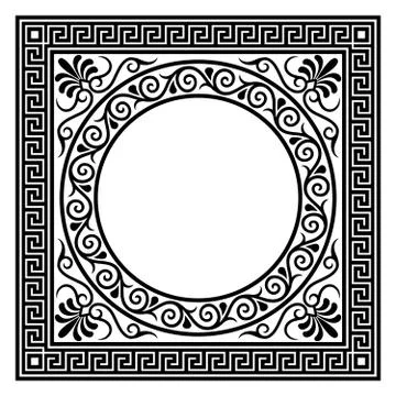 Antique frame with meander on white background. Stock Illustration