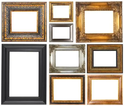 Antique frames isolated on white background Stock Photos