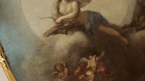 Antique frescoes on the ceiling	 Stock Footage 255274328