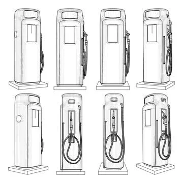 Antique Gas Pump Vector. Иллюстрация