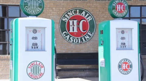Antique Gas Pumps Stock Footage 34445904