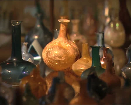 Antique glasses rack focus Video stock 23925228