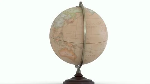 Antique Globe Map with white background Stock Photos