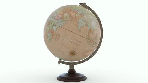 Antique Globe Map with white background Stock Photos