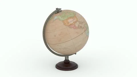 Antique Globe Map with white background Stock Photos