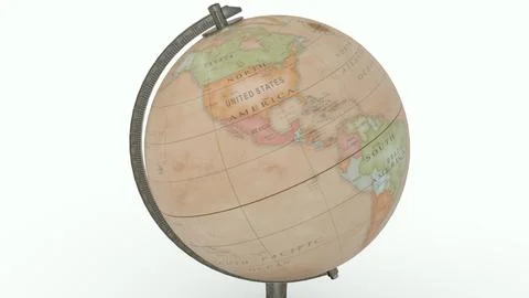 Antique Globe Map with white background Stock Photos