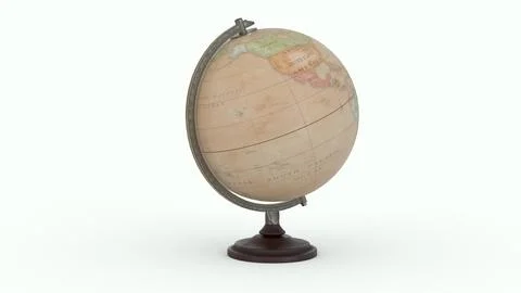 Antique Globe Map with white background Fotos de archivo