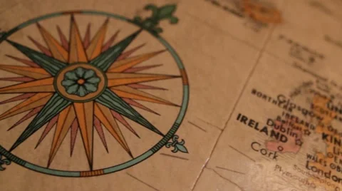 Antique Globe with Windrose Stock Footage 11414611