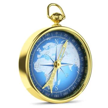 Antique golden compass Illustrazione stock