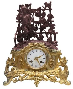 Antique golden table clocks Stock Photos