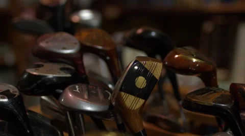 Antique Golf Clubs - focus shift Stock Footage 51868002