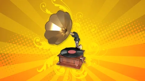 Antique gramophone 3D loop Stock Footage 41141613