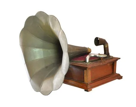 Antique gramophone isolate on white Foto stock