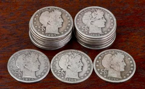 Antique Half Dollars. Stock Photos
