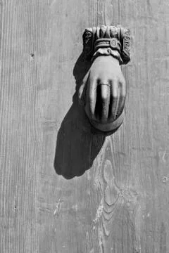 Antique hand door knocker Stock Photos