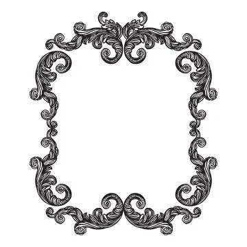 Antique hand drawing baroque frame vector illustration 스톡 일러스트