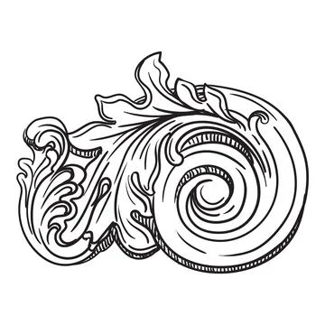 Antique hand drawing scroll design element vector illustration Illustrazione stock