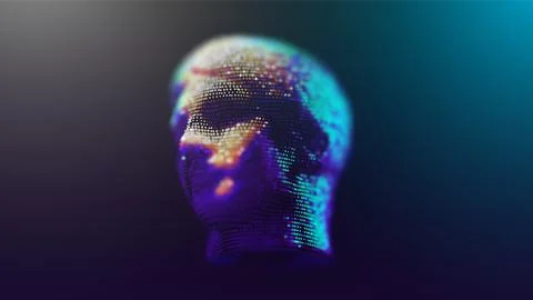 Antique head in backlight. Depth of field. Dark background. Sculpture. Abstract Stock Illustration