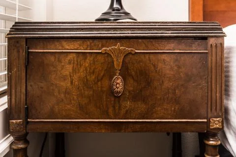 Antique hidden sewing machine table Stock Photos