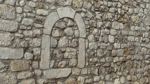 Antique House Wall With Immured Window Stock Footage 98623006