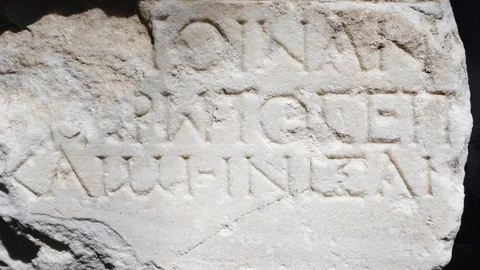 Antique inscriptions on the stone. Stock Footage 114355497