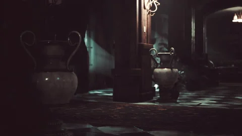 Antique interior in an abandoned castle Vídeo Stock 158931031