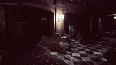 Antique interior in an abandoned castle Vidéo 160747797
