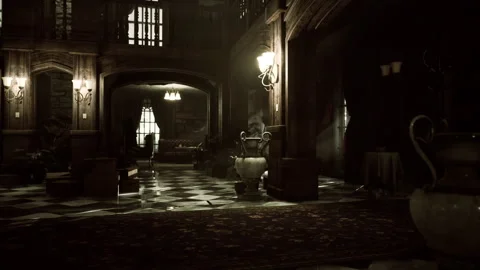 Antique interior in an abandoned castle Видео 161120673