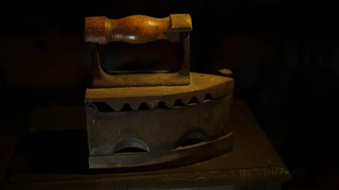 Antique Iron aged in the attic - camera moving on dolly 스톡 동영상 112722018