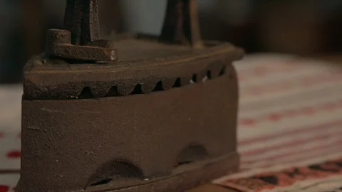 Antique Iron on the table Vídeos de archivo 94724233