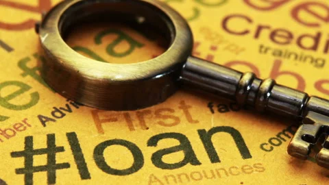 Antique Key on Loan Text Concept for Finance and Credit Solutions Stock Footage 328955837