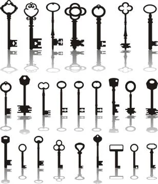 Antique Keys collection 스톡 일러스트
