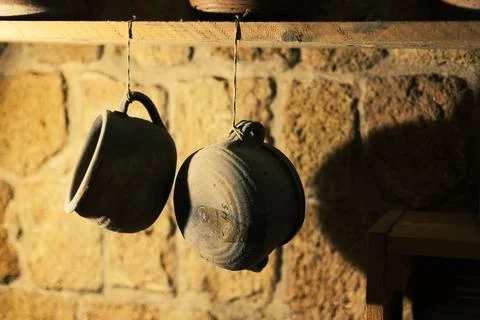 Antique kitchenware in a Middle Eastern home Stock Photos