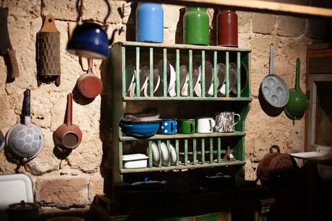 Antique kitchenware in a Middle Eastern home Stock Photos