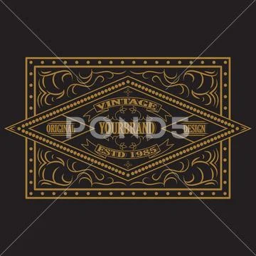 Antique label, vintage frame design, retro logo. Stock Illustration