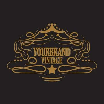 Antique label, vintage frame design, retro logo. Stock Illustration