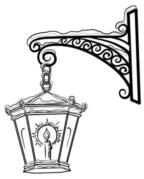 Antique lantern, contour Stock Illustration