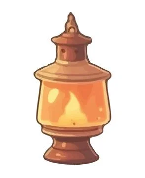Antique lantern handle with flame Illustration