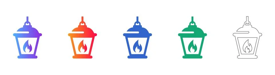 Antique Lantern Icon Set Stock Illustration