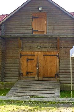 Antique large double-leaf gate of A.P. Chekhov in the Melikhovo estate Stock Photos
