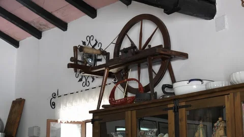 Antique loom for spinning wool Stock Footage 113877444